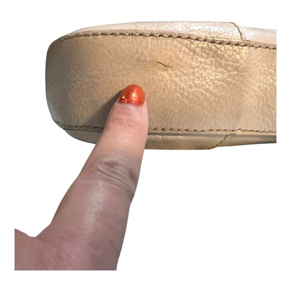 Vintage DR Pelletterie Firenze Handbag Shoulder Tote Italian Leather Bone White - Picture 9 of 11